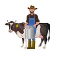 Farmer holding a milk churn Royalty Free Stock Photo