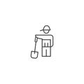 Farmer horticulture dig line icon. Gardening person farm