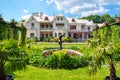 Farmer house in Alexandria park in Peterhof, Saint Petersburg, Russia Royalty Free Stock Photo