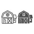Farmer house line and solid icon, farm garden concept, agriculture farm house building sign on white background, barn Royalty Free Stock Photo