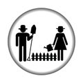 Farmer icon with farmers gardening