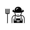 Black solid icon for Farmer, peasant and agriculturist Royalty Free Stock Photo