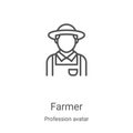 farmer icon vector from profession avatar collection. Thin line farmer outline icon vector illustration. Linear symbol for use on