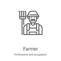 farmer icon vector from professions and occupation collection. Thin line farmer outline icon vector illustration. Linear symbol