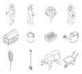 Farmer icons set outline vector