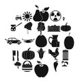 Farmer icons set, simple style