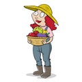 Farmer lady holding her vegetables crop Royalty Free Stock Photo