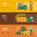 Farmer land flat banners set vector design illustration