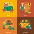 Farmer land flat icons composition