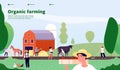 Farmer landing page. Agricultural workers work with equipment in nature, agriculture and organic farming vector concept Royalty Free Stock Photo