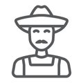 Farmer line icon, farming and agriculture