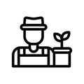 farmer line icon illustration vector graphic