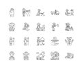 Farmer line icons, signs, vector set, outline illustration concept