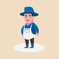 A farmer looking a side, worry about his plantation.Unhappy farmer. Vector illustration.Flat design