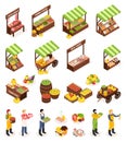 Farmer Market Isometric Icons Set