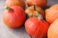 Farmer market, thanksgiven harvest of orange pumpkins.