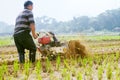 Farmer with a motor-cultivator in Taoyuan, Taiwan