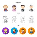 Farmer, operator, waiter, prisoner.Profession set collection icons in cartoon,outline,flat style vector symbol stock Royalty Free Stock Photo