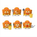 Farmer orange binder clip cute mascot character with fork