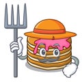 Farmer pancake with strawberry character cartoon