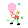 farmer man agriculture and sweet cotton candy cartoon doodle flat design vector illustration Royalty Free Stock Photo