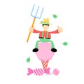 farmer man agriculture and sweet cotton candy cartoon doodle flat design vector illustration Royalty Free Stock Photo