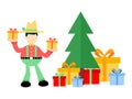 farmer man pick gift box pine tree cartoon doodle flat design vector illustration Royalty Free Stock Photo