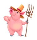 Farmer pig with tool