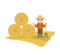 Farmer with Pitchfork and Haystack