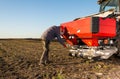 Farmer preparing artificial fertilizers for work