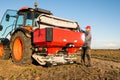 Farmer preparing artificial fertilizers for work