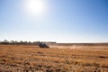 Farmer preparing his field in a tractor ready for spring. Royalty Free Stock Photo