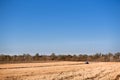 Farmer preparing his field in a tractor ready for spring. Royalty Free Stock Photo