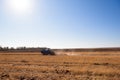 Farmer preparing his field in a tractor ready for spring. Royalty Free Stock Photo