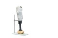 Farmer prosthesis leg type or elbow knee for disabled  for walk on stand isolated on white background with clipping path Royalty Free Stock Photo