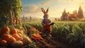 The farmer rabbit and his bountiful harvest Royalty Free Stock Photo