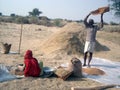 Farmer of Rajasthan doing various agricultural work in his field with his wife