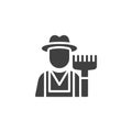 Farmer with rake vector icon