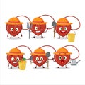 Farmer red heart necklace cute mascot character with fork Royalty Free Stock Photo