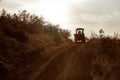 Farmer rides on the tractor Royalty Free Stock Photo