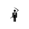 Farmer with a scythe icon. Element of farm for mobile concept and web apps. Icon for website design and development, app developme