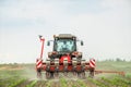 Farmer seeding, sowing crops at field Royalty Free Stock Photo