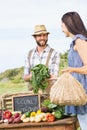 Farmer selling his organic produce Royalty Free Stock Photo