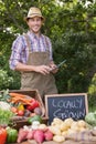 Farmer selling organic veg at market Royalty Free Stock Photo