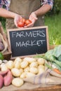 Farmer selling organic veg at market Royalty Free Stock Photo