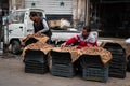 Farmer selling truffle on food market in Damascus, Syria Royalty Free Stock Photo