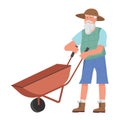 Farmer senior man with wheelbarrow