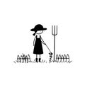 Farmer. Farmer simple black and white line art vector logo Royalty Free Stock Photo
