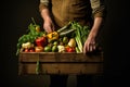 Farmer sorting vegetables into a large crates, concept for selling vegetables, harvesting