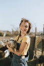 Farmer taking care of animals Royalty Free Stock Photo